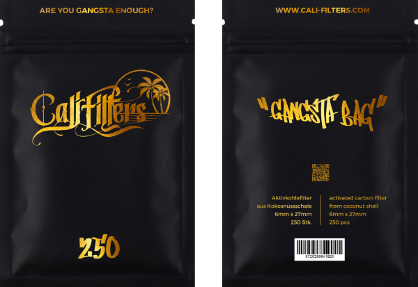 CaliFilters - Aktivkohle Filter - 6mm - Gangsta Bag - 250 Stück