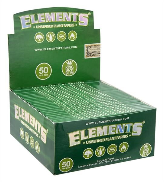 ELEMENTS - Papers - Green - King Size Slim - Box - 50 St&uuml;ck