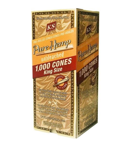 Pure Hemp - Unbleached Hemp Cones - King Size - Box - 1000 Stück