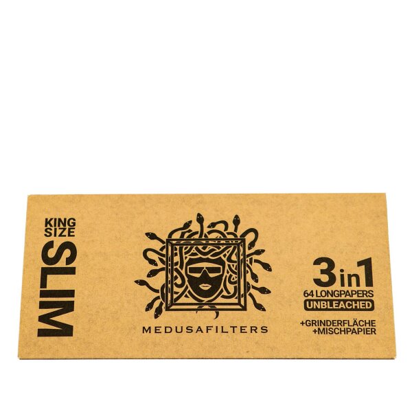 MedusaFilters - Papers 3 in 1 - 64 Longpapers Unbleached + Tray + Grindfl&auml;che - 1 St&uuml;ck