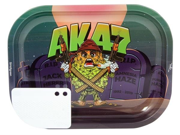 Metal Rolling Tray - 18 x 14cm - AK47 Buds